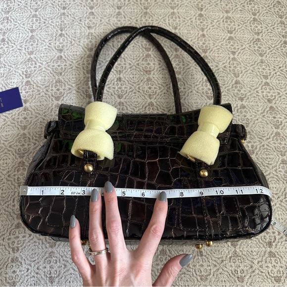 Stuart Weitzman Patent Leather Purse in Tea Orinoco Croco - Picture 11 of 11